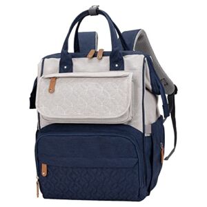 AGUDAN Diaper Backpack, Multifunction Baby Nappy Bags, Travel Mommy Bag Waterproof Large Capacity (Blue & Gray)