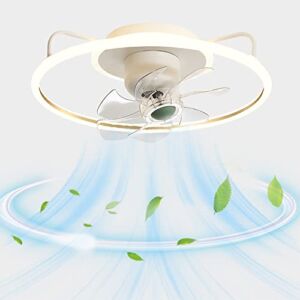 RIIGOOG 360 Degree Shaking Head Indoor Ceiling Fan with Lights Flush Mount Remote Control Ceiling Fan Light 3 Colors LED Low Profile Fan Light for Bedroom Living Room Kids Room