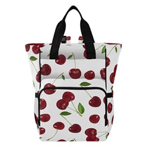 Red Cherry White Diaper Bag Backpack Baby Boy Diaper Bag Backpack Travel Diaper Bag Backpack Travel Bag Pack with Insulated Pockets for Mom Dad Girl Boy