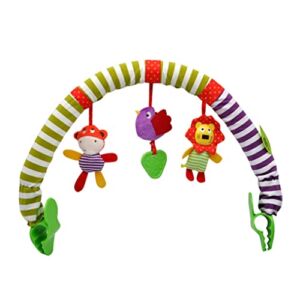 Beito Pram Arch Stroller Arch Toy Crib Toys Hanging Activity Arch Baby Stroller Pendant with Clip Plush Soothe Doll Activity Bar Hanging Toy Baby Sensory Toys