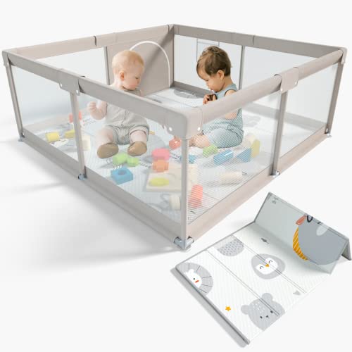 ZEEBABA Baby Playpen with Mat, 47x47inch Playpen, Playpen for Babies and Toddlers, Small Baby Play Pens, Large Playpen for Toddler, Play Yard for Infants with 47″ Play Mat, Playard with Gate | The Storepaperoomates Retail Market - Fast Affordable Shopping