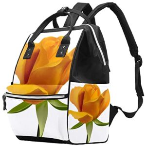 Baby Diaper Bag, Yellow Flowers Large Capacity Maternity Nappy Bags Bookbag for Adults