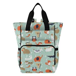 Cartoon Cute Animals Diaper Bag Backpack Baby Boy Diaper Bag Backpack Nursing Baby Bags Diaper Organizer Bag with Insulated Pockets for Baby Care Shower Gift Traveling