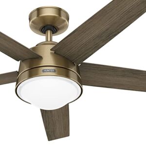 Hunter Fan 52 inch Contemporary Burnished Brass indoor Ceiling Fan with LED Light Kit and Remote Control (Renewed)