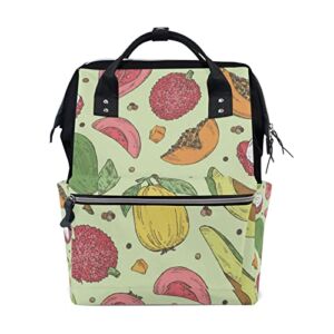 Avocado Guava Papaya Diaper Bag Backpack Mummy Backpack Large Capacity Nappy Nursing Bag Diaper Organizer Bag for Baby Girls Boys