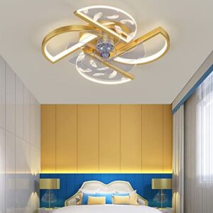 CATA-MEDICA Nordic Feather Ceiling Fan with Light 3 Wind Speed Transparent Bladeless Ceiling Fan Remote Control 3 Color Dimmable Fan Lighting Timed Ceiling Fan Lamp for Children’s Room Bedroom