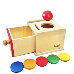 Dailyfunn Montessori Toys Coin&Ball 2-in-1 Drop Box Object Permanence Box for Infant Baby Preschooler 6-24 Months