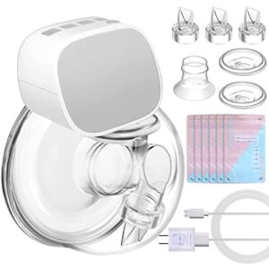 Uovole Wearable Breast Pump Hands Free,Pain Free Portable Electric Breastfeeding Pump with 2 Mode & 5 Levels,Rechargeable Milk Pump for Travel & Home,24mm/28mm Flange,Super Quiet.