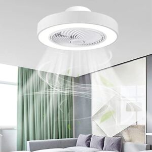 CATA-MEDICA Ceiling Fan with Lights Enclosed Low Profile 3 Color LED Invisible Fan Light Smart Timed 3 Level Wind Speed Ceiling Fan Flush Mount Bladeless Electric Fan with Lamp for Bedroom