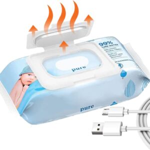 LITM Baby Wipe Warmer, USB Baby Wet Wipes Dispenser, Portable Wipe Warmer, 10 Mins Quickly Top Heater (White)