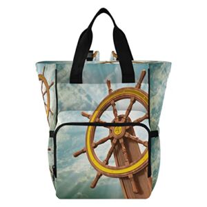 Ships Wheel Diaper Bag, Large Capacity Diaper Bag Backpack, Muti-Function Travel Backpack