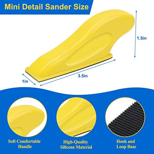 3.5”x 1” Mini Sander Kit, Mini Detail Sander with 70 Sheets Sandpaper-Grit 40 60 80 120 180 240 320, Coldairsoap Micro Sanding Tools, Detail Handle Sanding Tools for Small Projects, Craft, Wood | The Storepaperoomates Retail Market - Fast Affordable Shopping