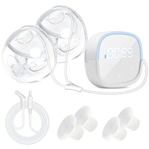 Wearable Electric Breast Pumps, Hands-Free Breastfeeding Pump, BPA Free Nursing Double Breast Milk Pumps with 5 Modes & Touch Panel, LED Display, Split Designed, 21MM/24MM Insert Funnels