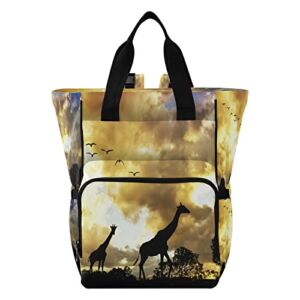 Giraffe under Sunset Diaper Bag, Large Capacity Diaper Bag Backpack, Muti-Function Travel Backpack