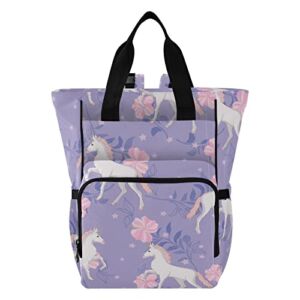 Unicorn Rainbow Diaper Bag Backpack Baby Boy Diaper Bag Backpack Nursing Bag Travel Bag Pack with Insulated Pockets for Newborn Unisex