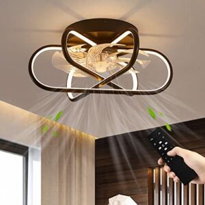 DADUL Modern Ceiling Fans with Lights and Remote, Black Ceiling Fan with 3 Color Adjustable LED Lights, and 6 Speed Reversible Motor, Low Profile Ceiling Fan for Kids Room, Bedroom, Study Room