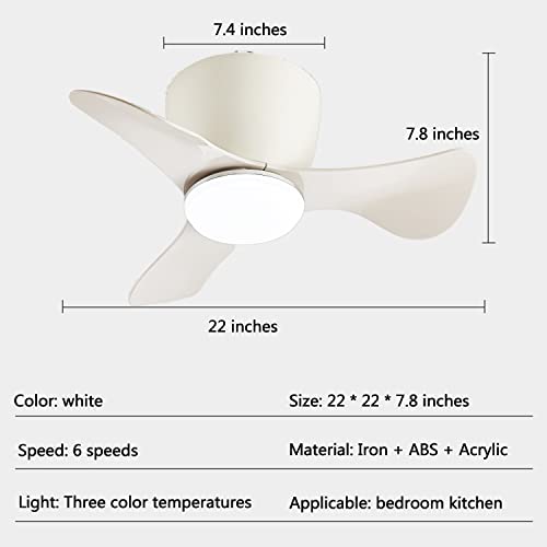 GESUM Small Ceiling Fan with Lights, 22 lnch Flush Mount Ceiling Fan with Light 3 Reversible Blades, Low Profile Ceiling Fan for Kitchen Bedroom Dining Room,(Black,White) | The Storepaperoomates Retail Market - Fast Affordable Shopping