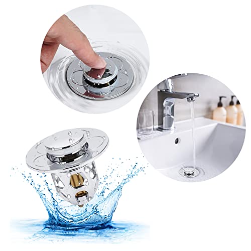 Universal Bathroom Sink Stopper, Basin Pop Up Bathroom Drain Stopper, with Hair Catcher Anti Clogging Bathroom Sink Drain Strainer | The Storepaperoomates Retail Market - Fast Affordable Shopping