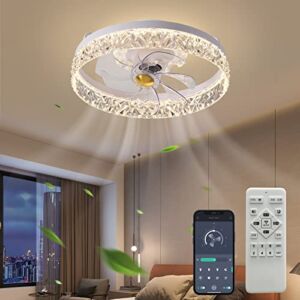 Rotatable Upgraded Kexcbogj Ceiling Fan 2098Y White Ceiling Fans with Lights App & Remote Control, Timing & 3 Led Color Led Ceiling Fan, 6 Wind Speeds Modern Ceiling Fan for Bedroom, Living Room