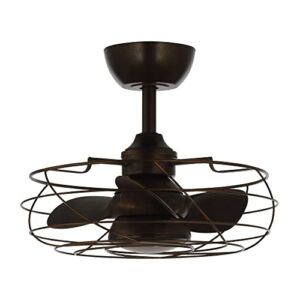 Parrot Uncle Ceiling Fans with Lights and Remote Farmhouse Caged Ceiling Fan with Light for Bedroom, 19 Inch, Bronze