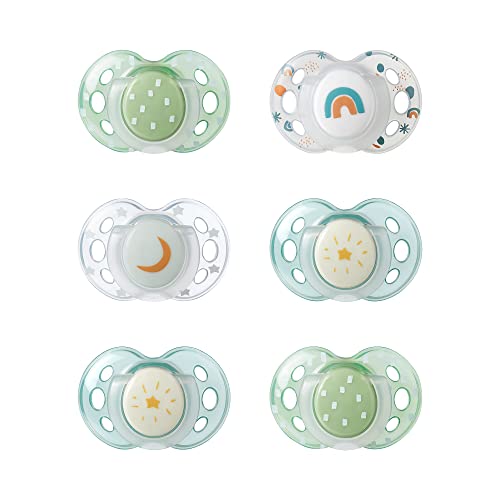 Tommee Tippee Night Time Glow in The Dark Pacifiers, Symmetrical Design, BPA-Free Silicone, 18-36m, 6 Count | The Storepaperoomates Retail Market - Fast Affordable Shopping