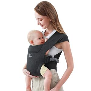 Newborn Baby Carrier (7-25lbs), MOMTORY Wrap Carrier, Cozy Newborn Carrier Sling, with Hook&Loop for Easily Adjustable, Soft Fabric, Deep Grey