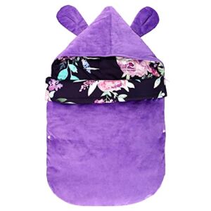 TANOFAR Winter Baby Car Seat Cover 3 in 1 Stroller Bunting Bag Cosy Sleeping Bag for Newborn Girl Purple Flower
