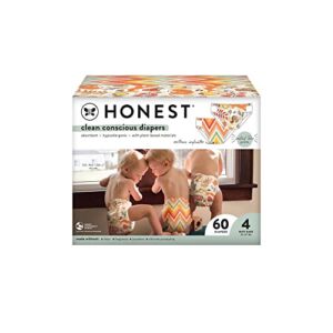 The Honest Company Clean Conscious Diapers | Plant-Based, Sustainable | Fall ’22 Prints | Club Box, Size 4 (22-37 lbs), 60 Count