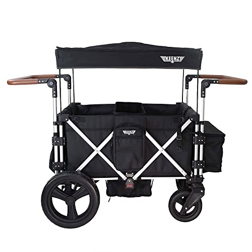 Keenz 7S+ 4 Seater Stroller Wagon – Push Pull Folding Wagon Stroller – Collapsible Quad Kids Wagon with Seats and Harnesses – Folding Stroller Cart with Canopy for 12m+ Babies and Toddlers, Black | The Storepaperoomates Retail Market - Fast Affordable Shopping