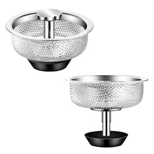 Oecoel Kitchen Sink Strainer Drain for Stopper Combo Basket Replacement Stainless Steel Sink Drain With Handle Sink Stopper Suitable for Bathroom Kitchen Drain strainer(2 pcs)