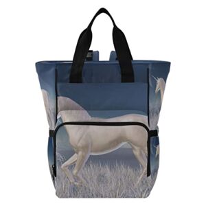 Diaper Bag Winter Running Unicorn Backpack, Large Capacity Baby Bag Backpack Nappy Bag, Waterproof Diaper Bags Casual Travel Daypack