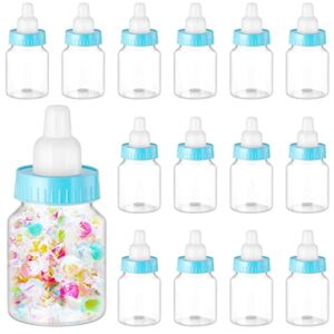 36 Pcs 3.5 Inch Baby Bottle Shower Favor Mini Plastic Candy Bottle Clear Plastic Baby Bottles for Baby Shower Mini Baby Bottle Feeding Bottle Candy Box for Baby Shower Favor Gift Decor (Blue)
