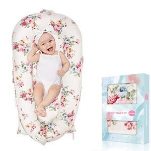 Baby Lounger Cover for Dockatot Deluxe + | 100% Cotton Hypoallergenic Newborn Premium Quality Spare Cover(Cover Only) (Rose)
