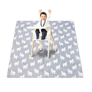Splat Mat for Under High Chair/Arts/Crafts, Washable Baby Spill Mat Waterproof Anti-Slip Floor Splash Mat, Portable Play Mat and Table Cloth (Bear, 43″x 43″)