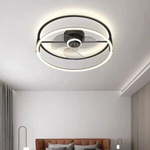 ZXCAQD Modern Fan Light Ceiling Fan Light, with LED Light Dimmable Ceiling Fan with Light and Remote Bedroom Ceiling Fan, with Light Silent Lighting Fan Light Tri-Color Dimmable, 80W (Color : Black)