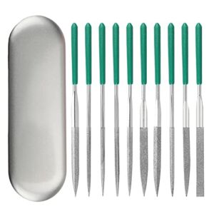 Multipurpose Small file Set,Diamond Strength Needle Files 6.3’10PCS for Jewelers, Metal,Plastic,Wood,3D printer Model Round/Round various shapes Needles with tool box
