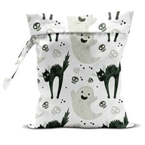 Wet Bag, Wet Dry Bag, Wet Bag for Swimsuit, Travel, Beach, Pool, Stroller, Diapers, Dirty Yoga Gym Clothes, Makeup Bag, Waterproof Reusable Halloween Decorations Ghost Spider Candy