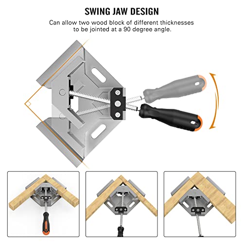 Right Angle Clamp, Housolution [4 PACK] Single Handle 90° Aluminum Alloy Corner Clamp, Right Angle Clip Clamp Tool Woodworking Photo Frame Vise Holder with Adjustable Swing Jaw – Silver Gray | The Storepaperoomates Retail Market - Fast Affordable Shopping