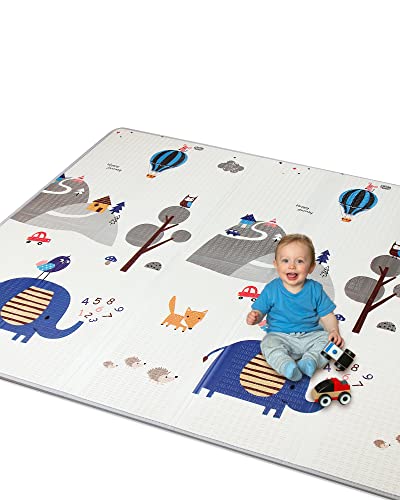 Baby Play Mat 79″ X 71″ Foldable Baby Floor Mat for Crawling, Waterproof Non Toxic Anti-Slip XPE Foam Play Mat for Babies Toddlers Kids Indoor Outdoor Use – Elephant Style Reversible | The Storepaperoomates Retail Market - Fast Affordable Shopping