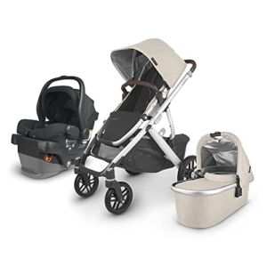 Vista V2 Stroller- Declan (Oat Melange/Silver/Chestnut Leather) + MESA V2 Infant Car Seat – Jake (Charcoal)