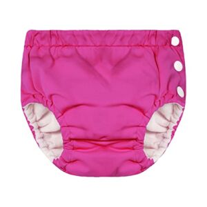Reusable Swim Diapers Newborn Baby Unisex Toddler Infant Ruffle Easy Snap Swimming Diaper Washable Swim Shorts for Swim Lessons Shocking Pink 3-6 Month