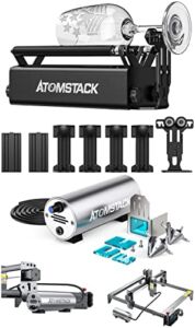 ATOMSTACK R3 Pro Rotary Roller Kits with Air Assist Pump for Laser Engraver, Y-axis Rotary Roller for Longer or Cylindrical Objects Cans, Air Assist Accessories with Adjustable 10-30L/Min Airflow