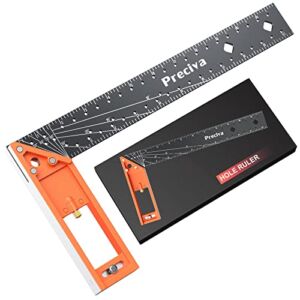 12” /30cm Precise Carpenter Square Layout Tool | Scribing Needle | Multi-Angle Scribe Mark | Parallel Line Marker Points | Right Angle Ruler | Multi-Function Woodworking Tool ( Inches)