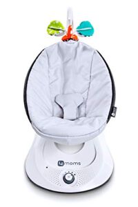 4moms RockaRoo Baby Rocker + Safety Strap Fastener, Compact Baby Rocker with Front to Back Gliding Motion, Grey Classic