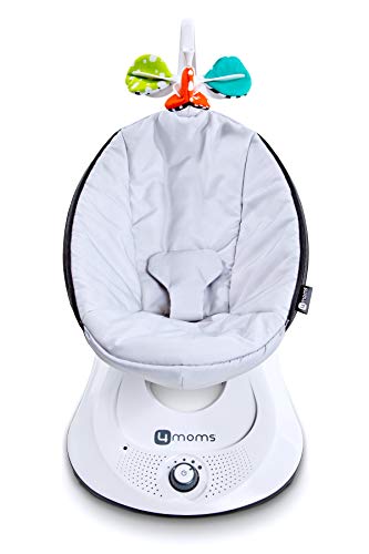 4moms RockaRoo Baby Rocker + Safety Strap Fastener, Compact Baby Rocker with Front to Back Gliding Motion, Grey Classic | The Storepaperoomates Retail Market - Fast Affordable Shopping