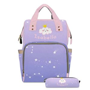 Personalized Colorful Purple Diaper Bag Backpack with Name Custom Boys Girls Bookpack Bulletproof Backpack for Kid Gifts