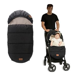 LAT Baby Warm Bunting Bag Universal,Stroller Sleeping Bag Cold Weather,Waterproof Toddler Footmuff (Detachable, Black)