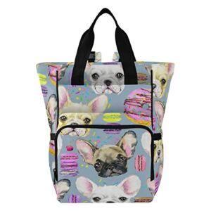 French Bulldog Diaper Bag Backpack Baby Boy Diaper Bag Backpack Mummy Nursing Baby Bags Mommy Bag with Insulated Pockets for Mom Dad
