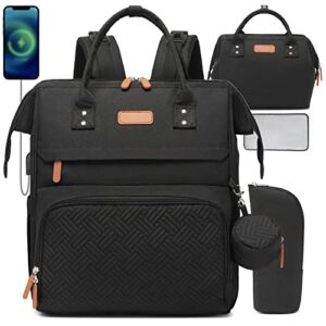 Baby Diaper Bag Backpack Set – SofLiv Stylish Baby Bag Set with Double Diaper Bags, 5-in-1 Multifunction Travel Baby Bags for Mom Dad, Waterproof, Durable, Unisex, Easy to Travel, (L, Black)
