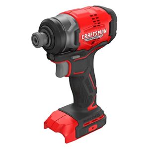 CRAFTSMAN 20V Brushless Cordless Impact Driver, 1/4 IN, Tool Only (CMCF813B)